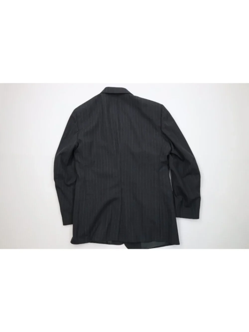 Vtg 70s Streetwear Mens 43R 2 Piece Wool Blend Striped Suit Wide Leg 34x30 Gray